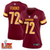 Viliami Fehoko Jr. #72 Washington Commanders Super Bowl LIX Women’s Jersey – Burgundy