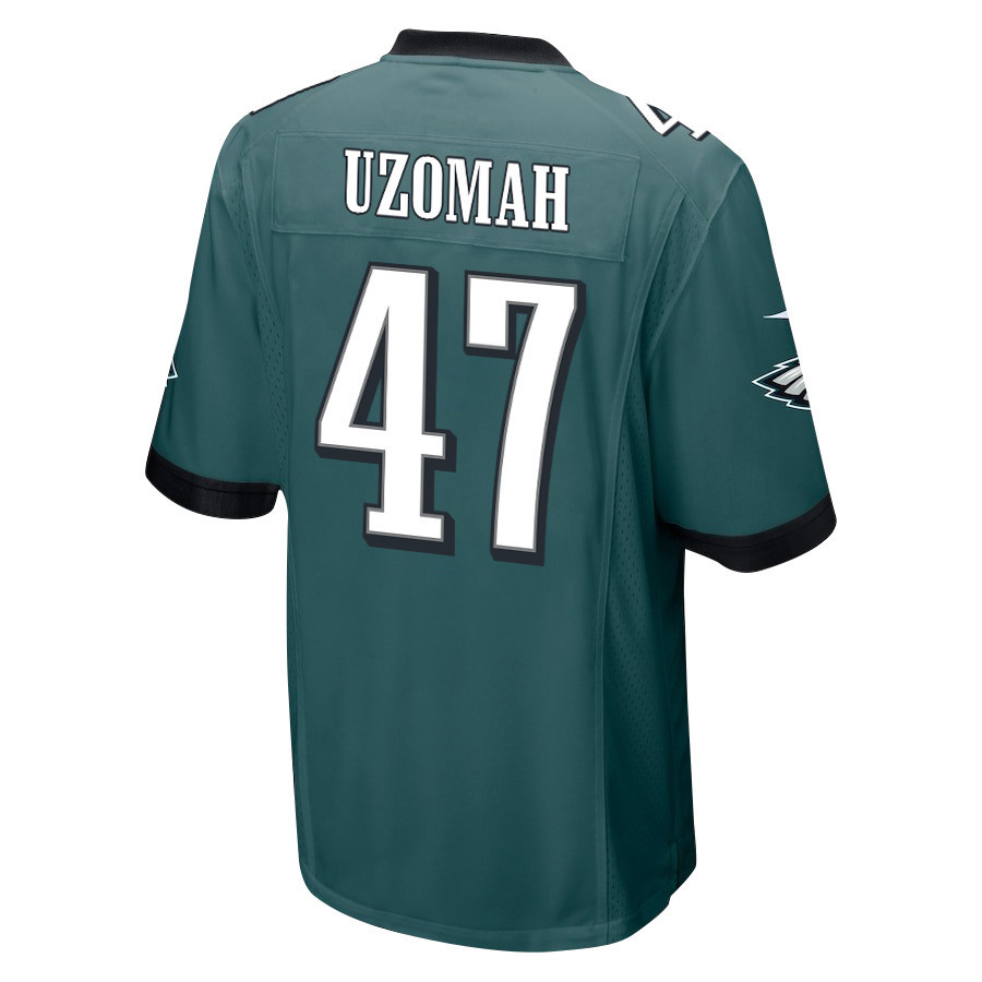 C.J. Uzomah 47 Philadelphia Eagles Super Bowl LIX Champions Patch ‘New Orleans – Where Passion Ignites’ EMBROIDERED Game Men Jersey – Midnight Green - Image 2