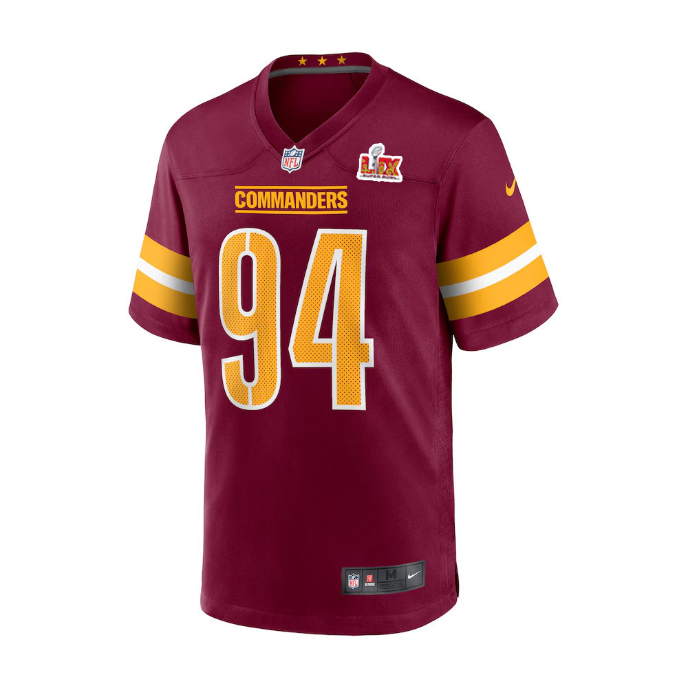 Daron Payne #94 Washington Commanders Super Bowl LIX Youth Jersey – Burgundy - Image 2
