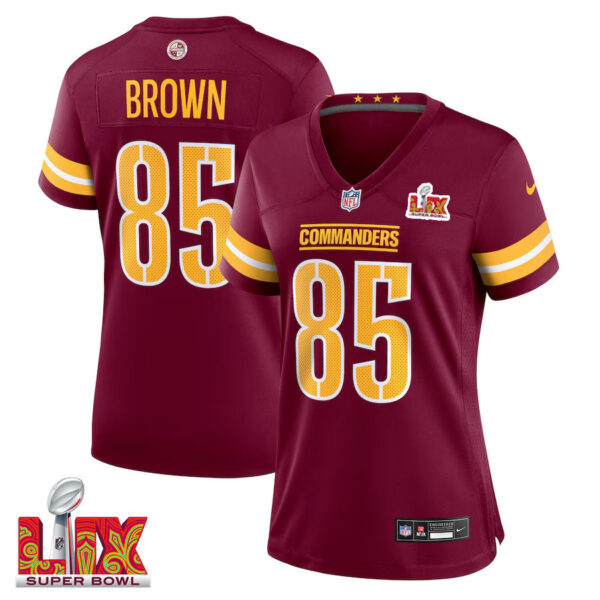 Noah Brown #85 Washington Commanders Super Bowl LIX Women’s Jersey – Burgundy