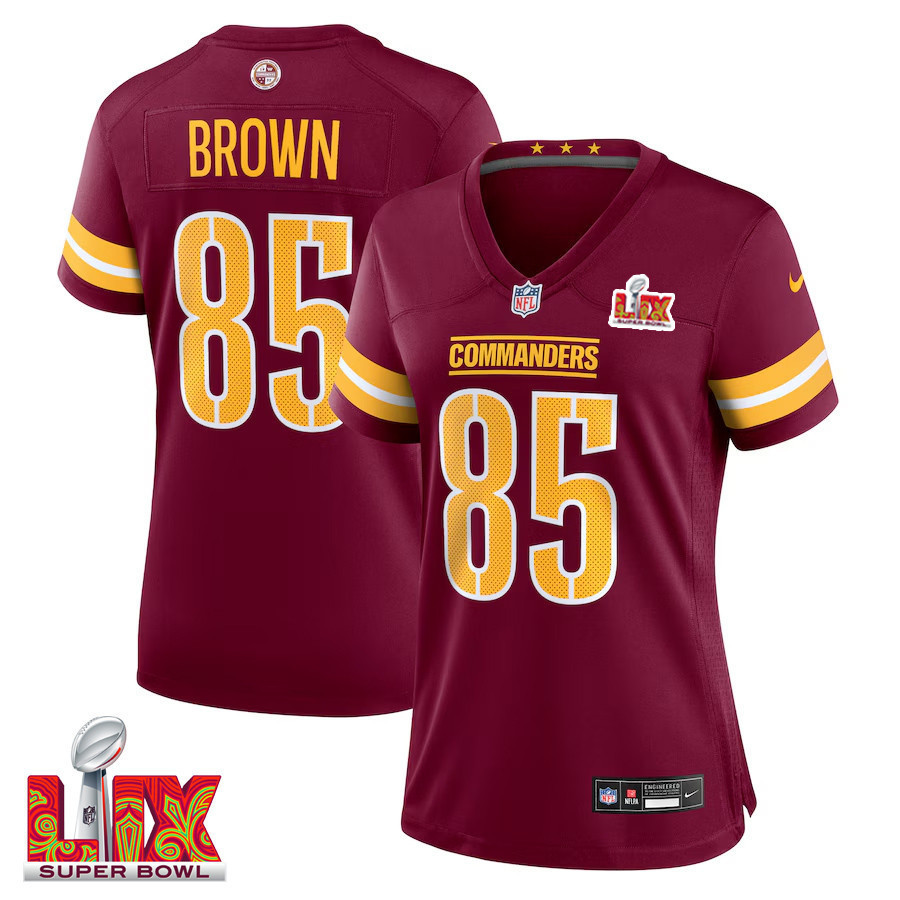 Noah Brown #85 Washington Commanders Super Bowl LIX Women’s Jersey – Burgundy