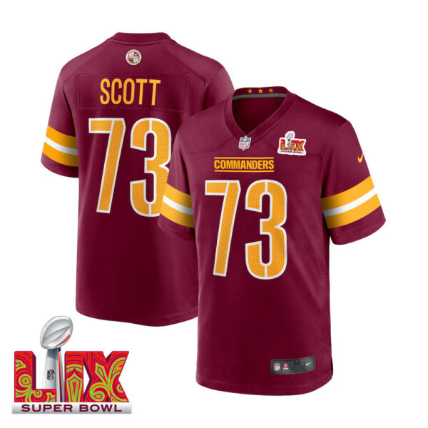 Trent Scott #73 Washington Commanders Super Bowl LIX Jersey – Men’s – Burgundy