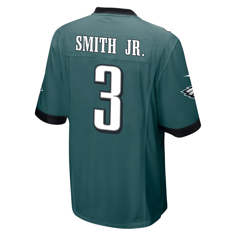 Nolan Smith Jr. 3 Philadelphia Eagles Super Bowl LIX Champions Patch ‘New Orleans – The Ultimate Showdown’ EMBROIDERED Game Men Jersey – Midnight Green - Image 2