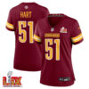 Bobby Hart #51 Washington Commanders Super Bowl LIX Women’s Jersey – Burgundy