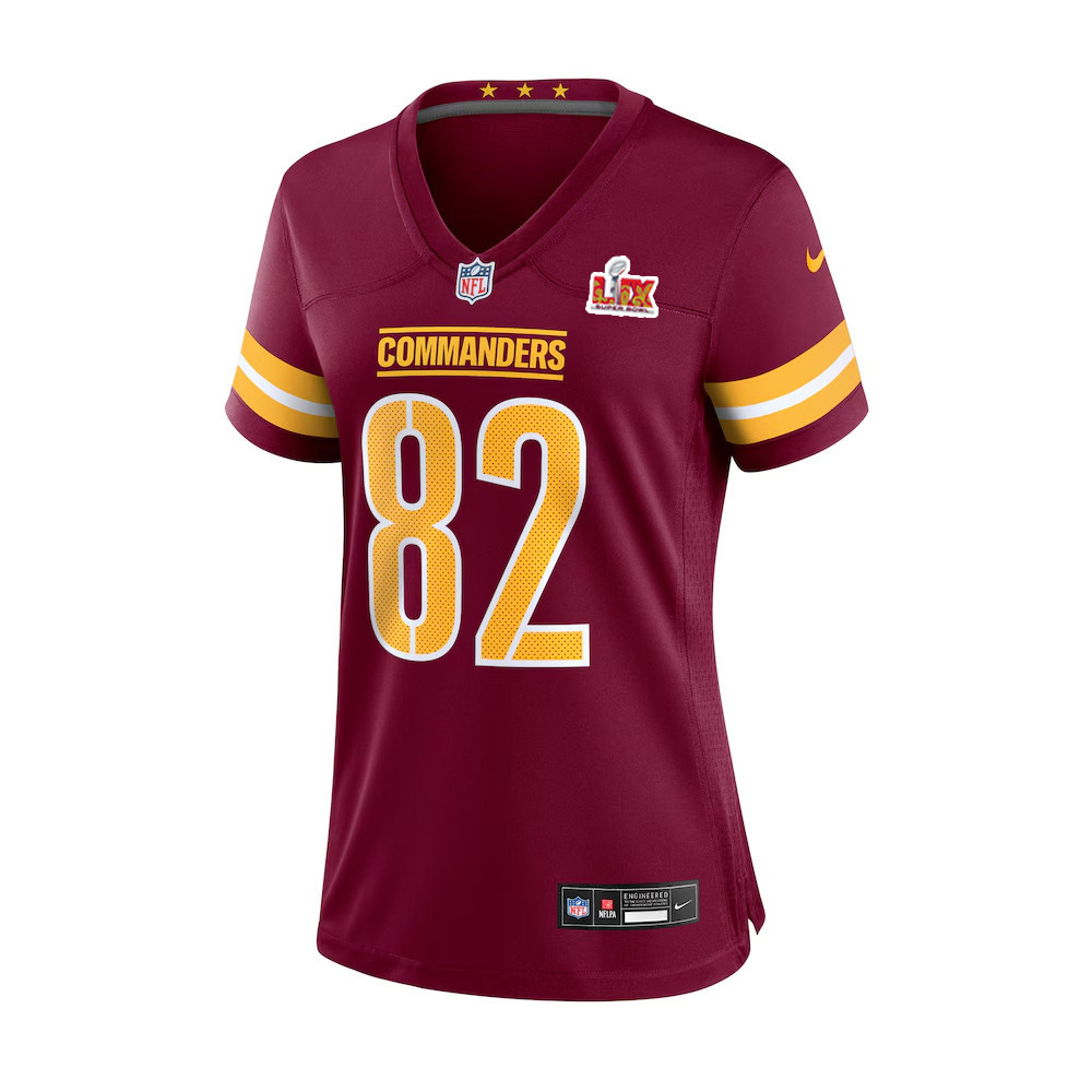 Ben Sinnott #82 Washington Commanders Super Bowl LIX Women’s Jersey – Burgundy - Image 2