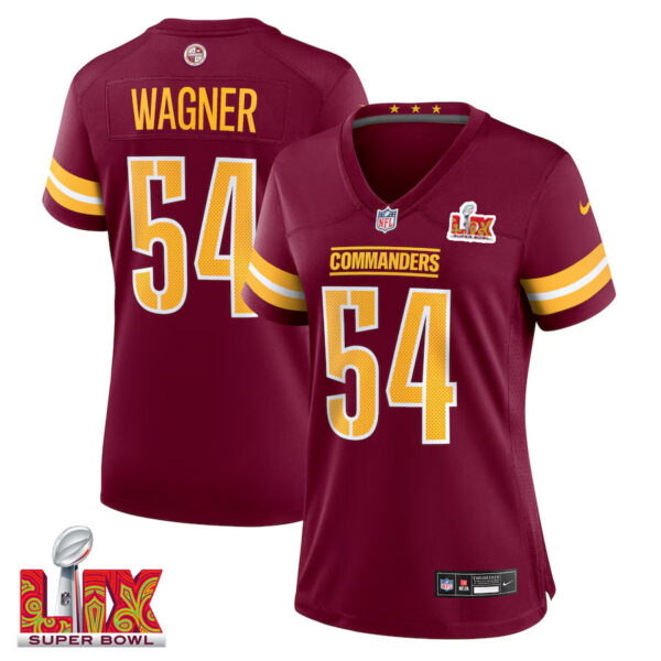Bobby Wagner #54 Washington Commanders Super Bowl LIX Women’s Jersey – Burgundy