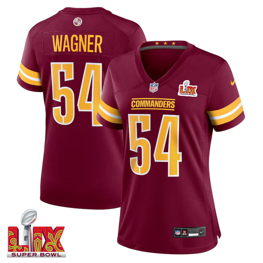 Bobby Wagner #54 Washington Commanders Super Bowl LIX Women’s Jersey – Burgundy