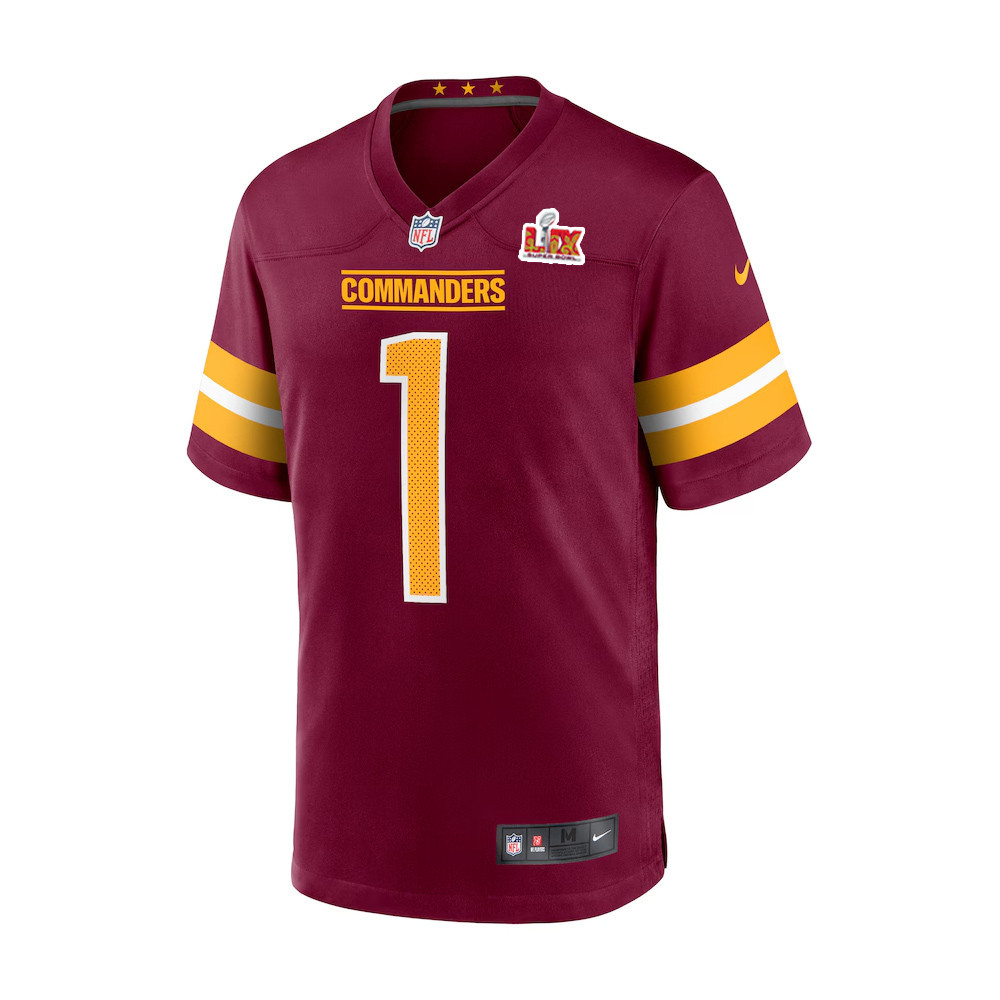 Noah Igbinoghene #1 Washington Commanders Super Bowl LIX Youth Jersey – Burgundy - Image 2