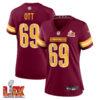 Tyler Ott #69 Washington Commanders Super Bowl LIX Women’s Jersey – Burgundy