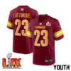 Marshon Lattimore #23 Washington Commanders Super Bowl LIX Youth Jersey – Burgundy