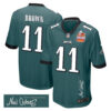 A.J. Brown 11 Philadelphia Eagles Super Bowl LIX Champions Patch ‘New Orleans – Where Legends Are Made’ EMBROIDERED Game Men Jersey – Midnight Green