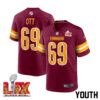 Tyler Ott #69 Washington Commanders Super Bowl LIX Youth Jersey – Burgundy