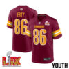 Zach Ertz #86 Washington Commanders Super Bowl LIX Youth Jersey – Burgundy