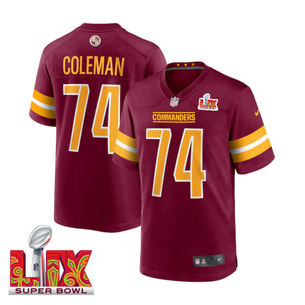 Brandon Coleman #74 Washington Commanders Super Bowl LIX Jersey – Men’s – Burgundy