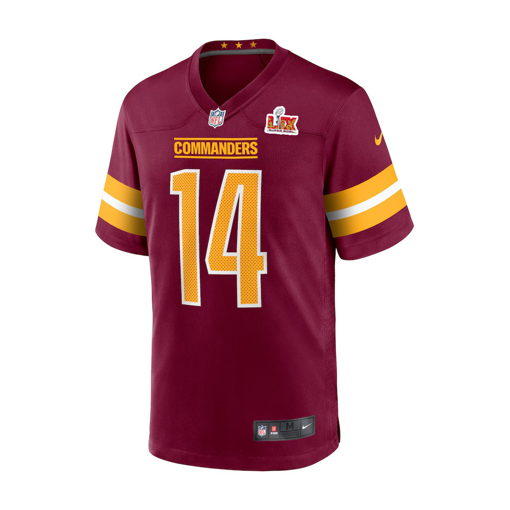 Olamide Zaccheaus #14 Washington Commanders Super Bowl LIX Jersey – Men’s – Burgundy - Image 2