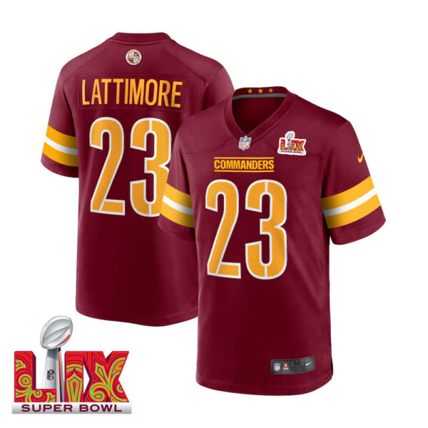 Marshon Lattimore #23 Washington Commanders Super Bowl LIX Jersey – Men’s – Burgundy