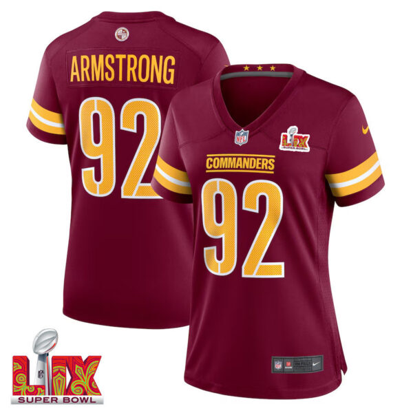 Dorance Armstrong #92 Washington Commanders Super Bowl LIX Women’s Jersey – Burgundy