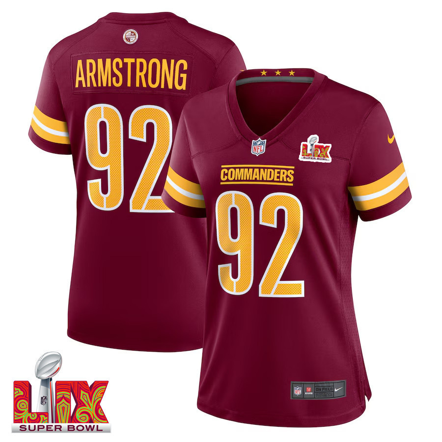 Dorance Armstrong #92 Washington Commanders Super Bowl LIX Women’s Jersey – Burgundy