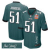 Cam Jurgens 51 Philadelphia Eagles Super Bowl LIX Champions Patch ‘New Orleans – Where Legends Are Made’ EMBROIDERED Game Men Jersey – Midnight Green