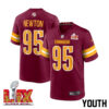 Jer’Zhan Newton #95 Washington Commanders Super Bowl LIX Youth Jersey – Burgundy