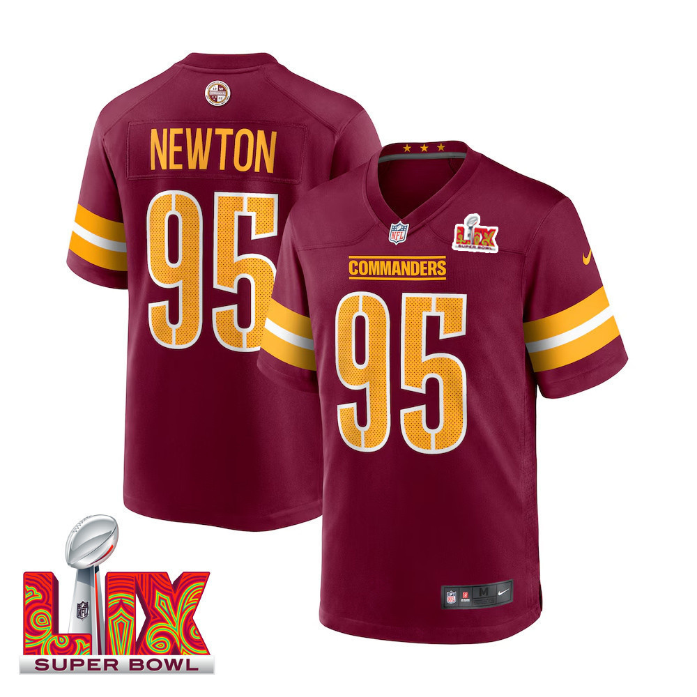 Jer’Zhan Newton #95 Washington Commanders Super Bowl LIX Jersey – Men’s – Burgundy