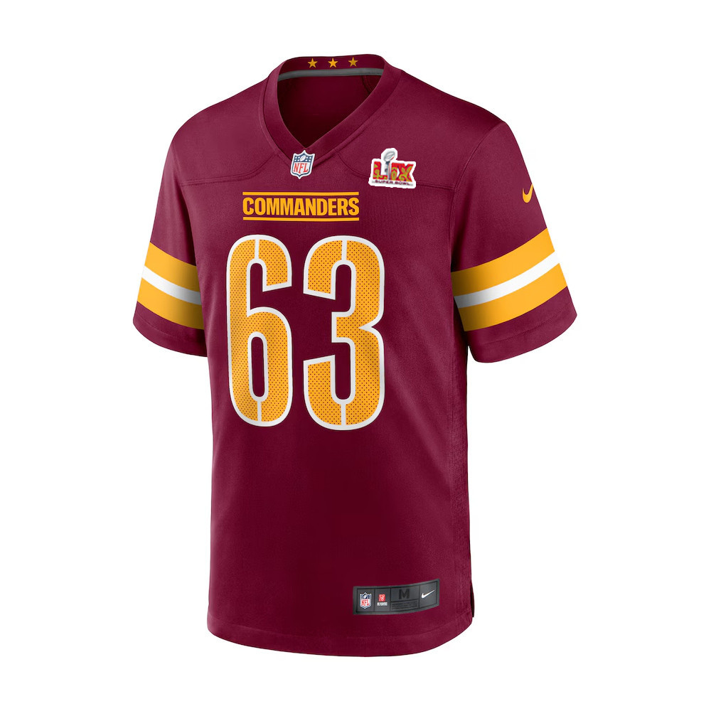 Tyler Biadasz #63 Washington Commanders Super Bowl LIX Youth Jersey – Burgundy - Image 2