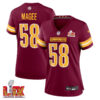 Jordan Magee #58 Washington Commanders Super Bowl LIX Women’s Jersey – Burgundy