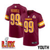 Clelin Ferrell #99 Washington Commanders Super Bowl LIX Youth Jersey – Burgundy