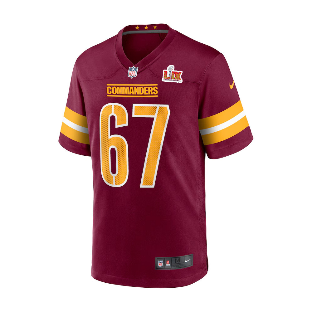Nick Allegretti #67 Washington Commanders Super Bowl LIX Jersey – Men’s – Burgundy - Image 2