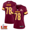 Cornelius Lucas #78 Washington Commanders Super Bowl LIX Women’s Jersey – Burgundy