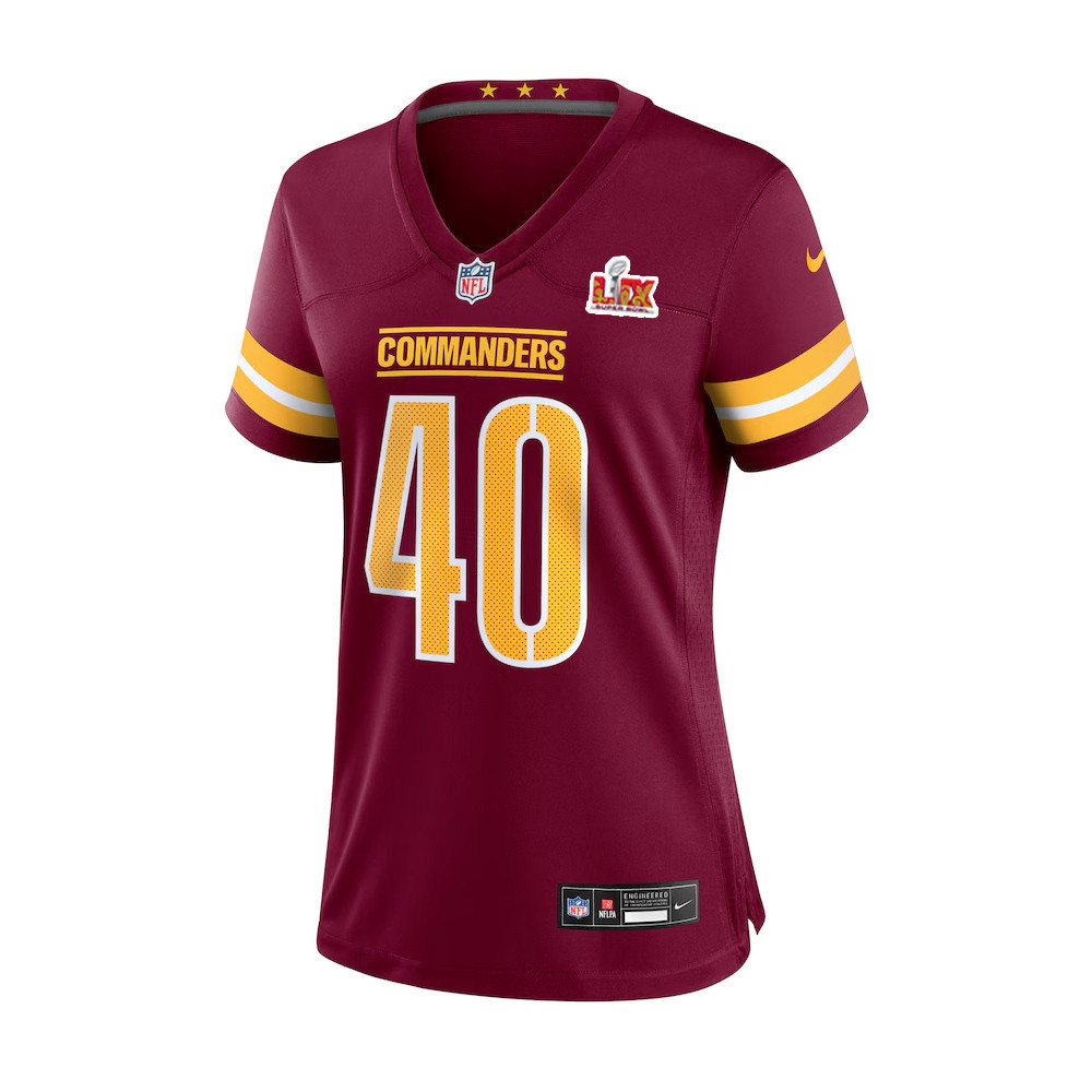 Tyler Owens #40 Washington Commanders Super Bowl LIX Women’s Jersey – Burgundy - Image 2