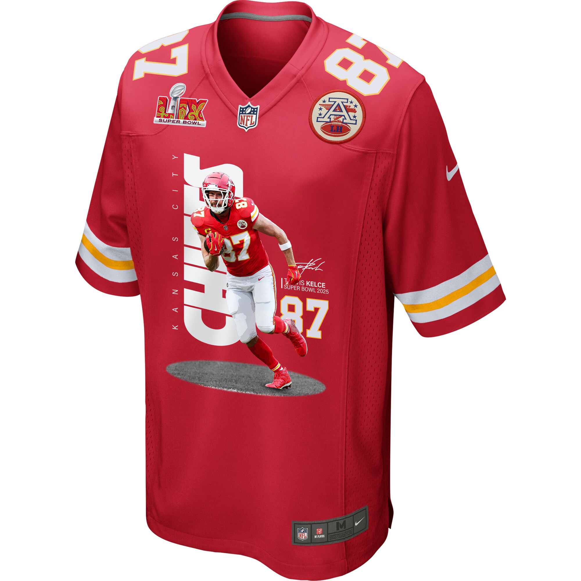 Travis Kelce 87 Kansas City Chiefs Big Yeti Game Men Jersey – Red - Image 2