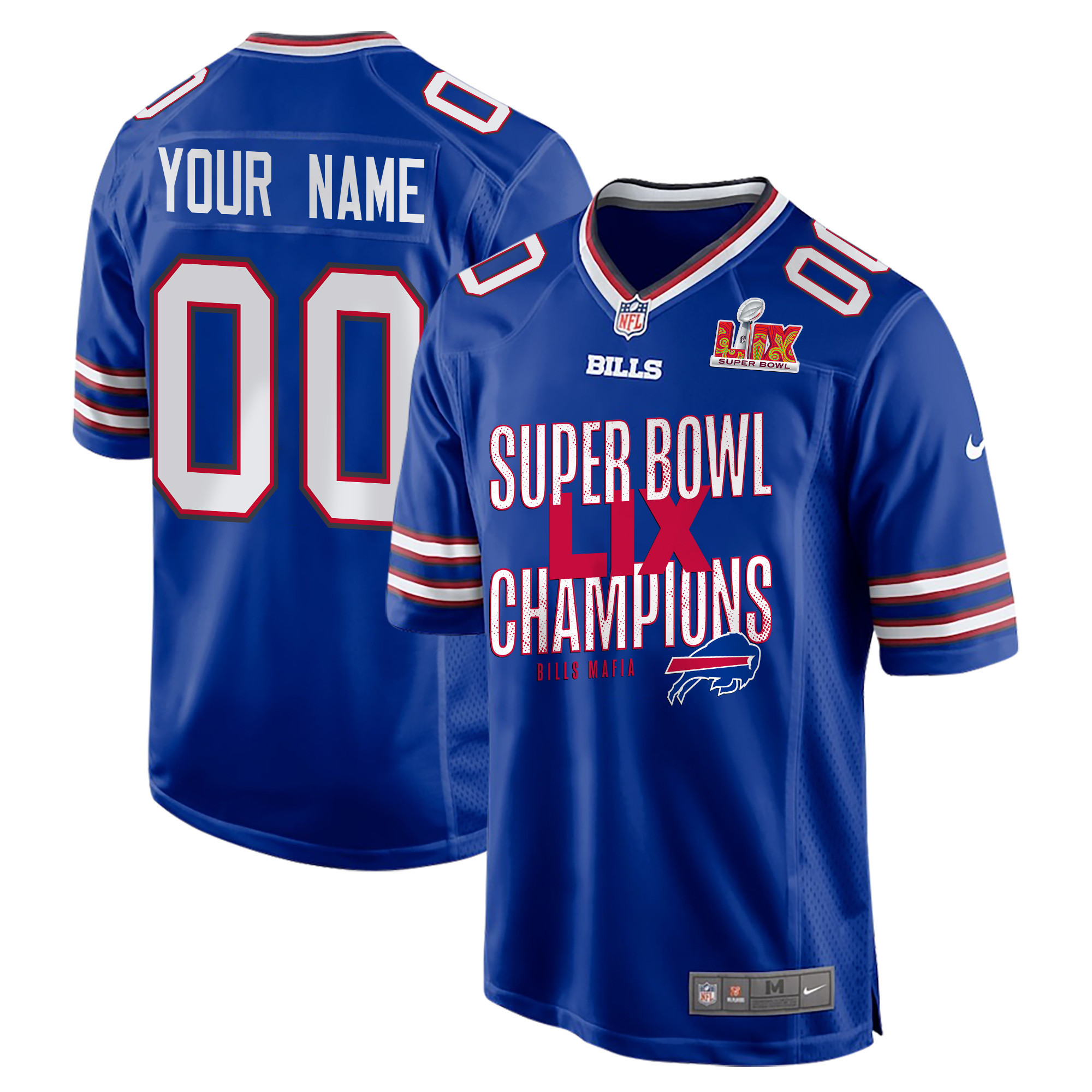 Buffalo Bills Super Bowl LIX Champions V5 Game Men Custom Jersey – Royal