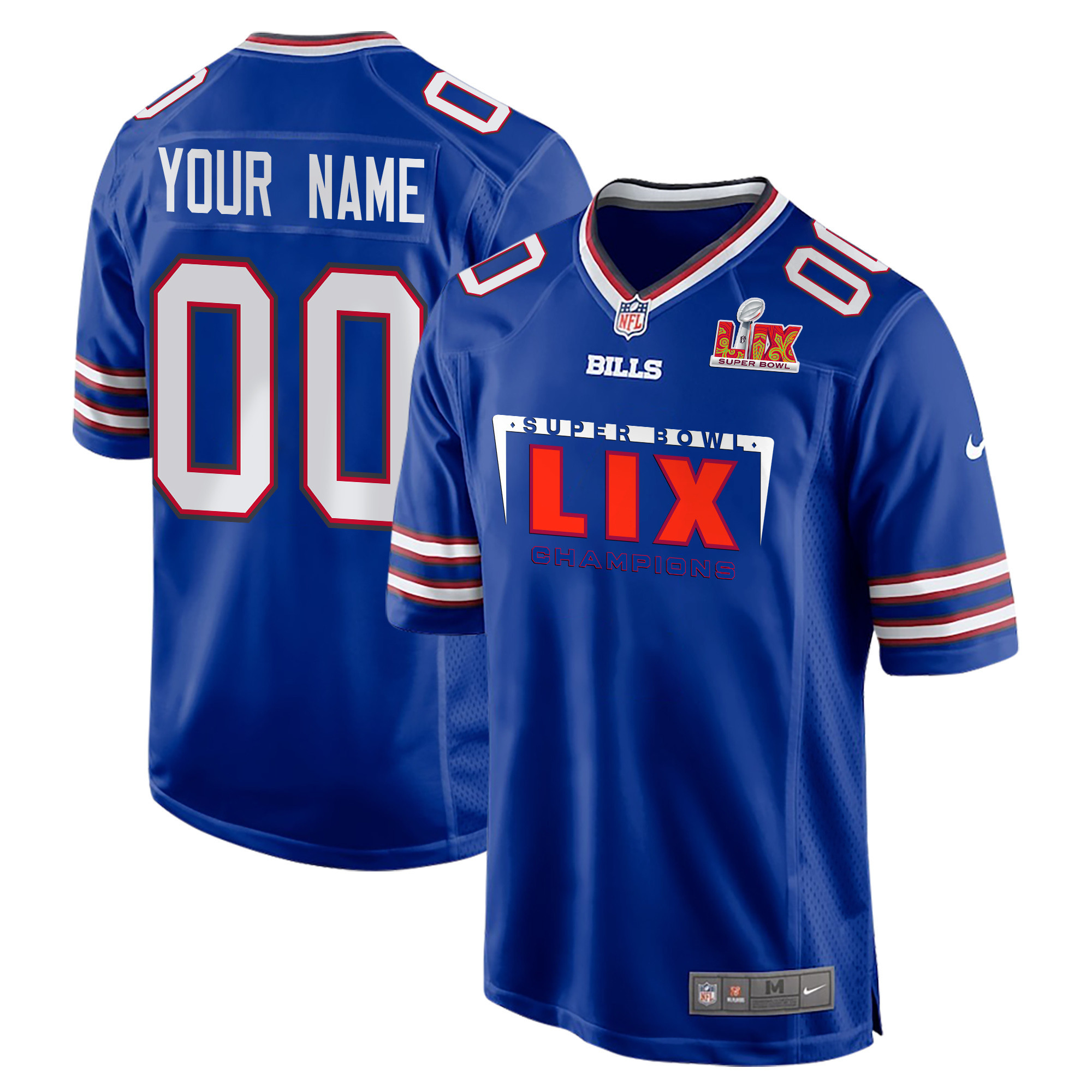 Buffalo Bills Super Bowl LIX Champions Simple Style Game Men Custom Jersey – Royal