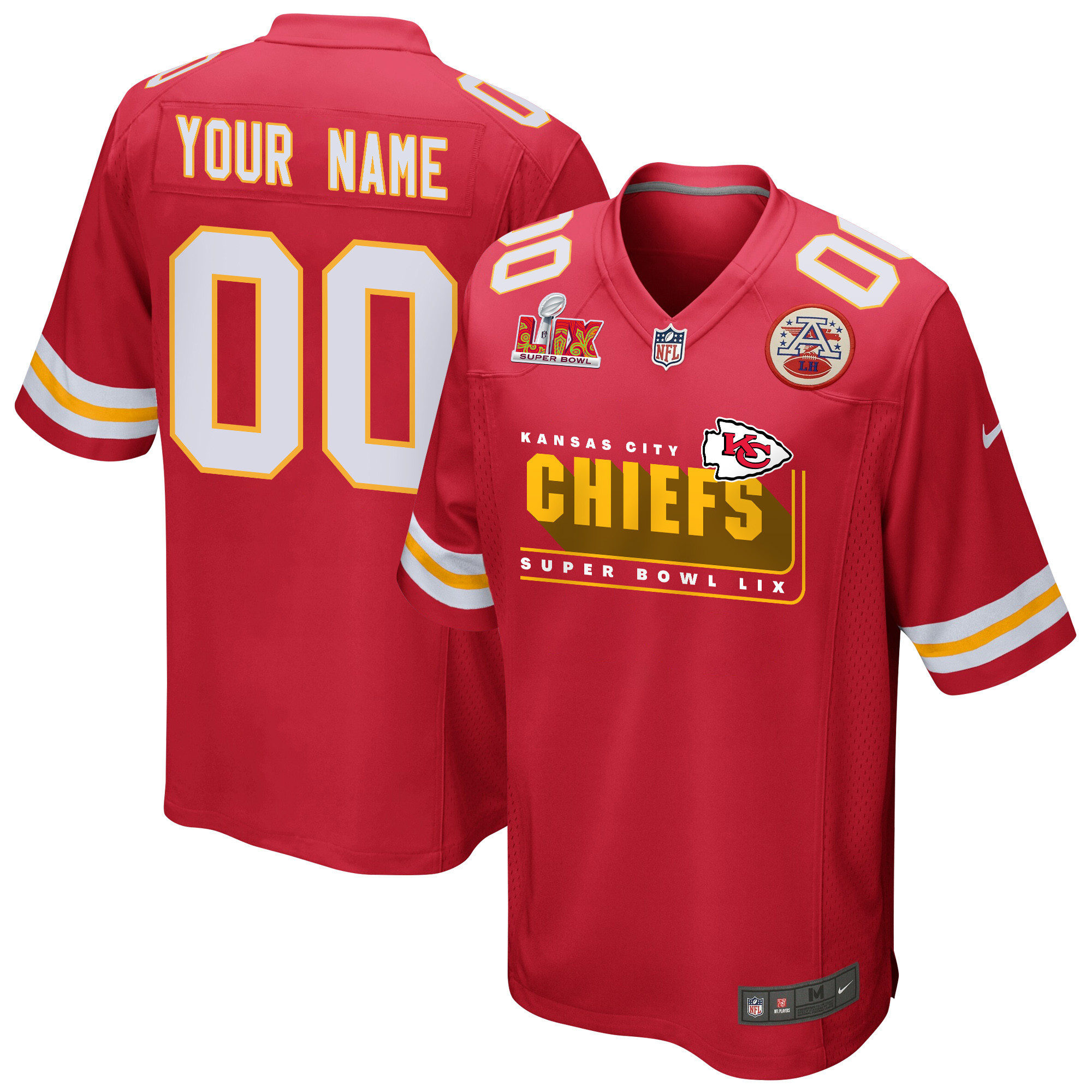 Kansas City Chiefs Super Bowl LIX Champions Big Chiefs Game Men Custom Jersey – Red