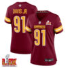 Carl Davis Jr. #91 Washington Commanders Super Bowl LIX Women’s Jersey – Burgundy
