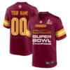 Washington Commanders Super Bowl LIX Champions Straight Text Game Men Custom Jersey – Burgundy