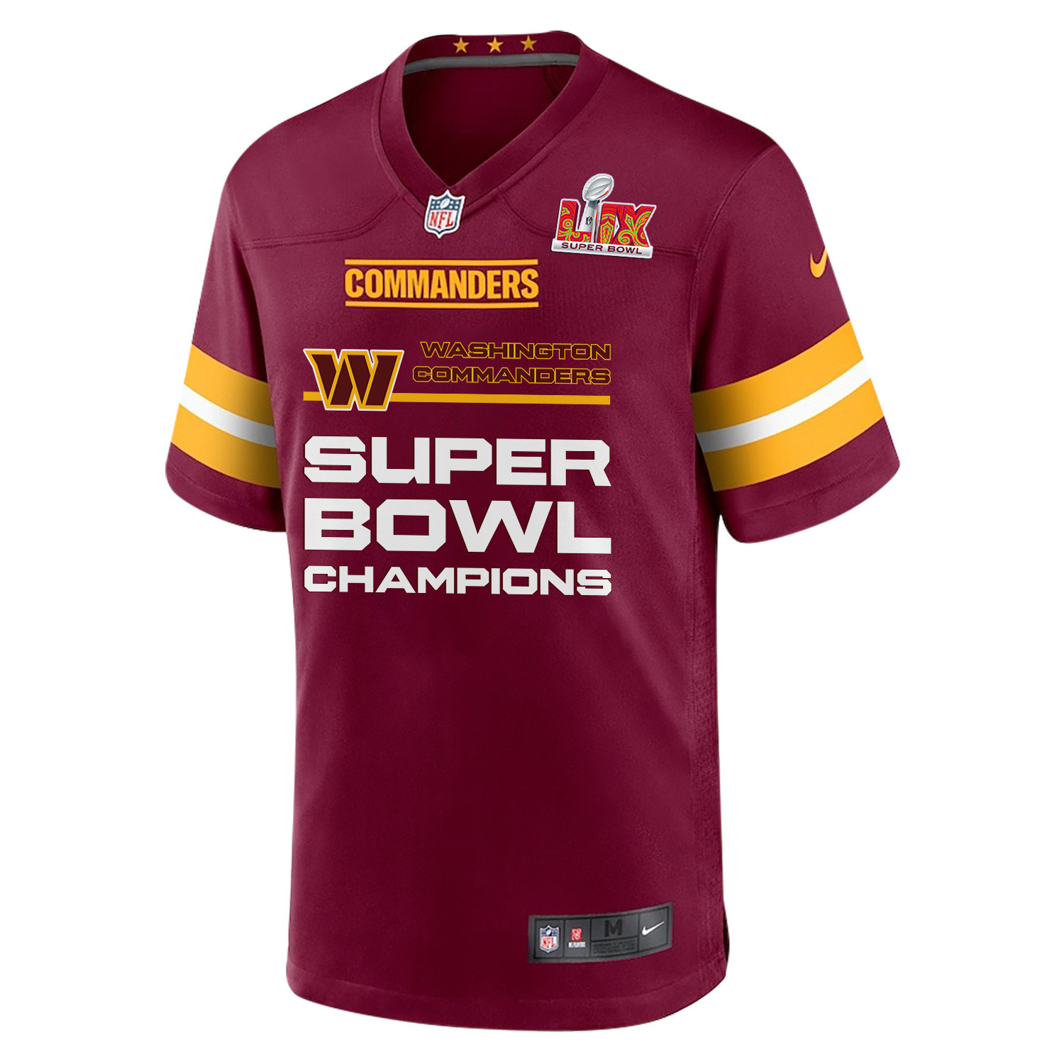 Washington Commanders Super Bowl LIX Champions Straight Text Game Men Custom Jersey – Burgundy - Image 2