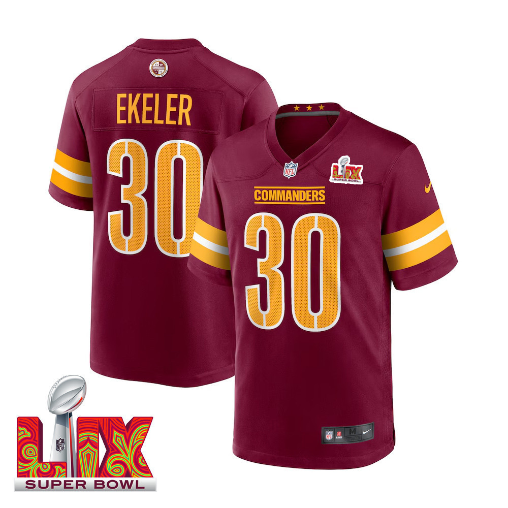 Austin Ekeler #30 Washington Commanders Super Bowl LIX Jersey – Men’s – Burgundy