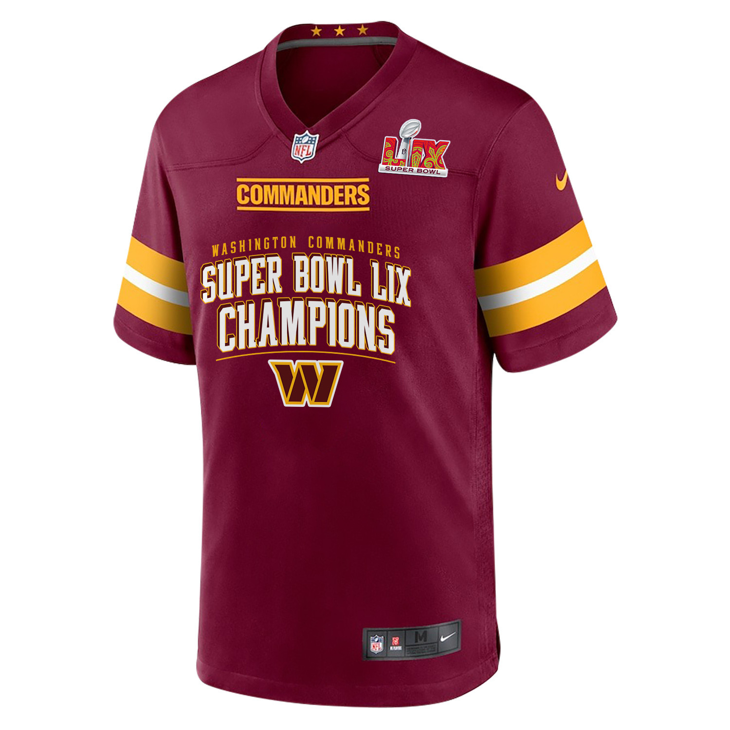 Washington Commanders Super Bowl LIX Champions V2 Game Men Custom Jersey – Burgundy - Image 2