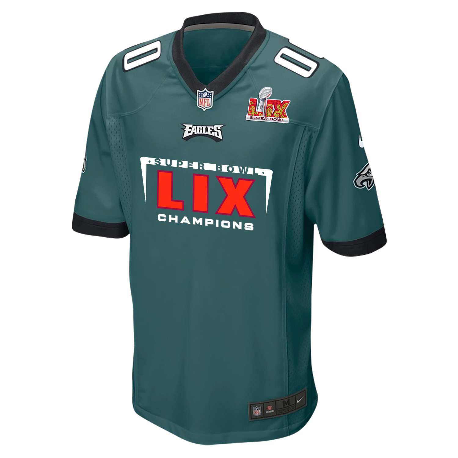Philadelphia Eagles Super Bowl LIX Champions Simple Style V2 Game Men Custom Jersey – Midnight Green - Image 2