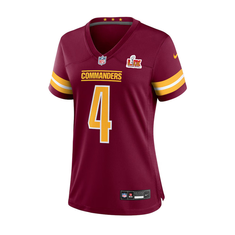 Frankie Luvu #4 Washington Commanders Super Bowl LIX Women’s Jersey – Burgundy - Image 2