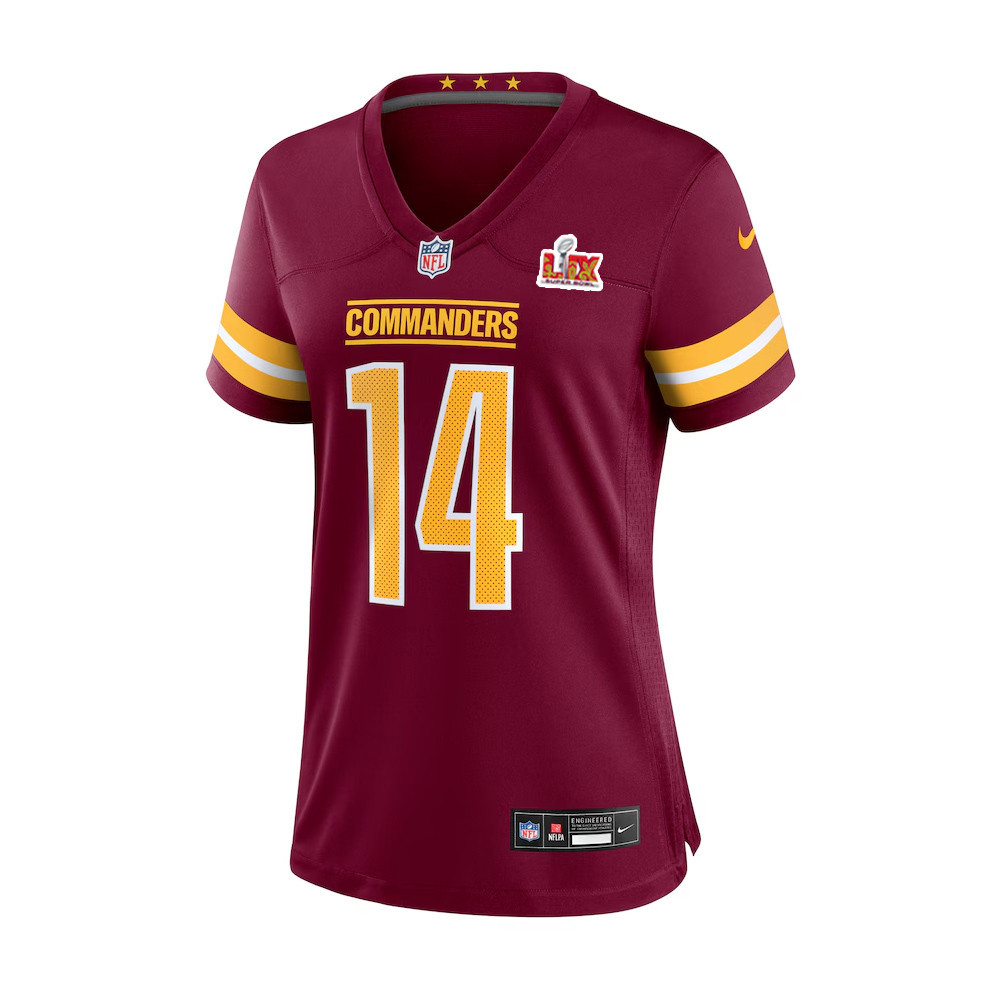 Olamide Zaccheaus #14 Washington Commanders Super Bowl LIX Women’s Jersey – Burgundy - Image 2