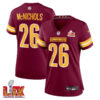 Jeremy McNichols #26 Washington Commanders Super Bowl LIX Women’s Jersey – Burgundy