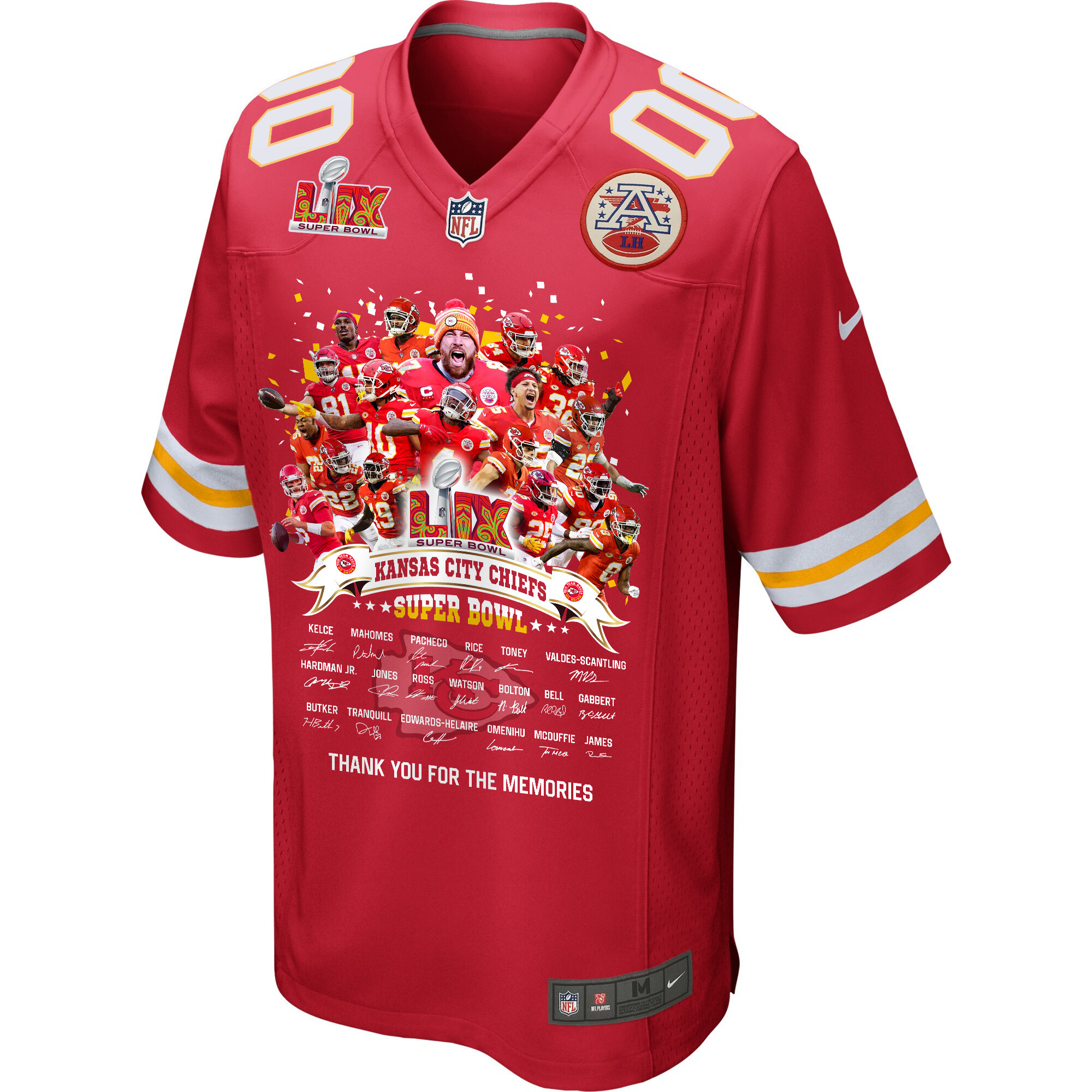 Kansas City Chiefs Super Bowl LIX Thanks For The Memories Game Men Custom Jersey – Red - Image 2