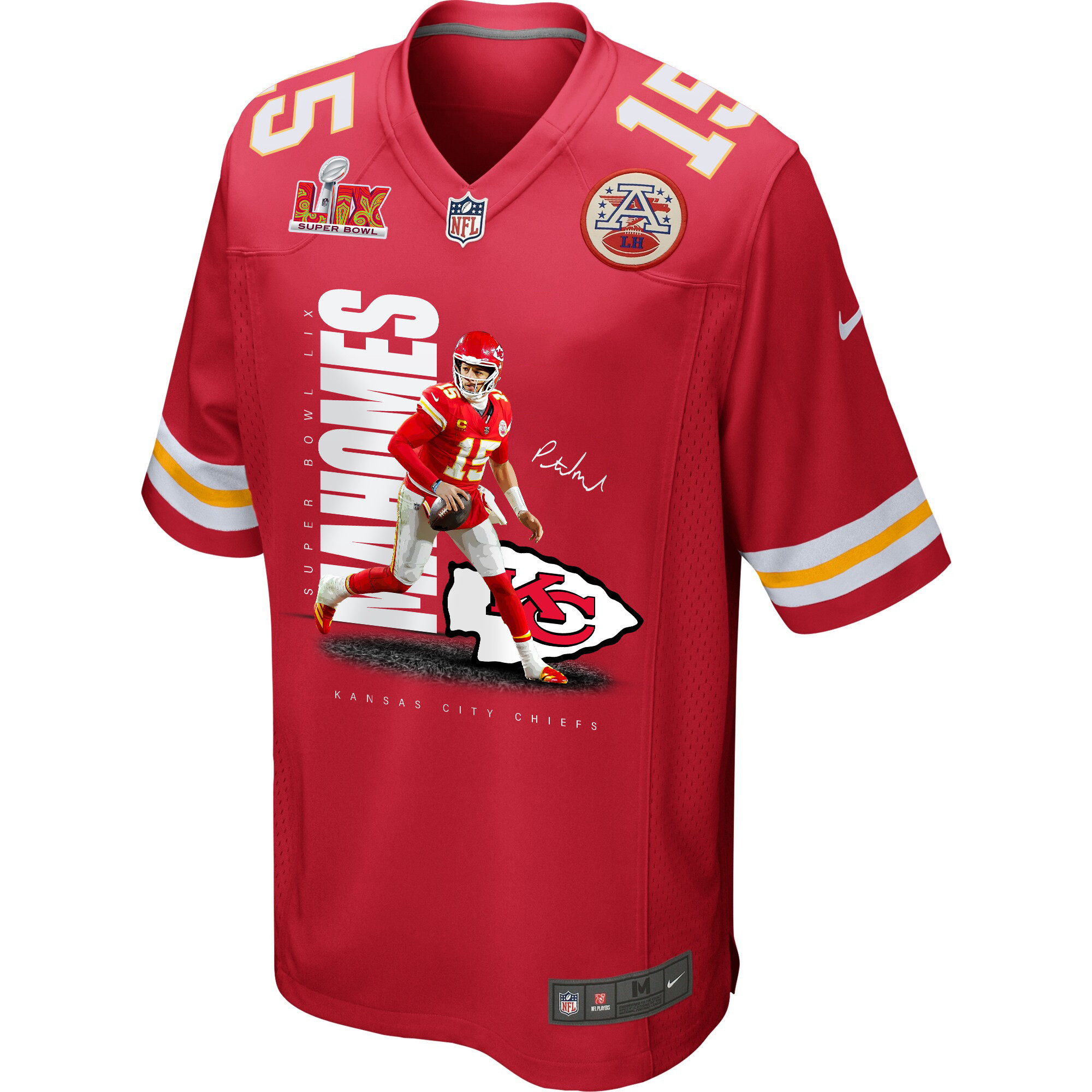 Patrick Mahomes 15 Kansas City Chiefs Showtime Game Men Jersey – Red - Image 2