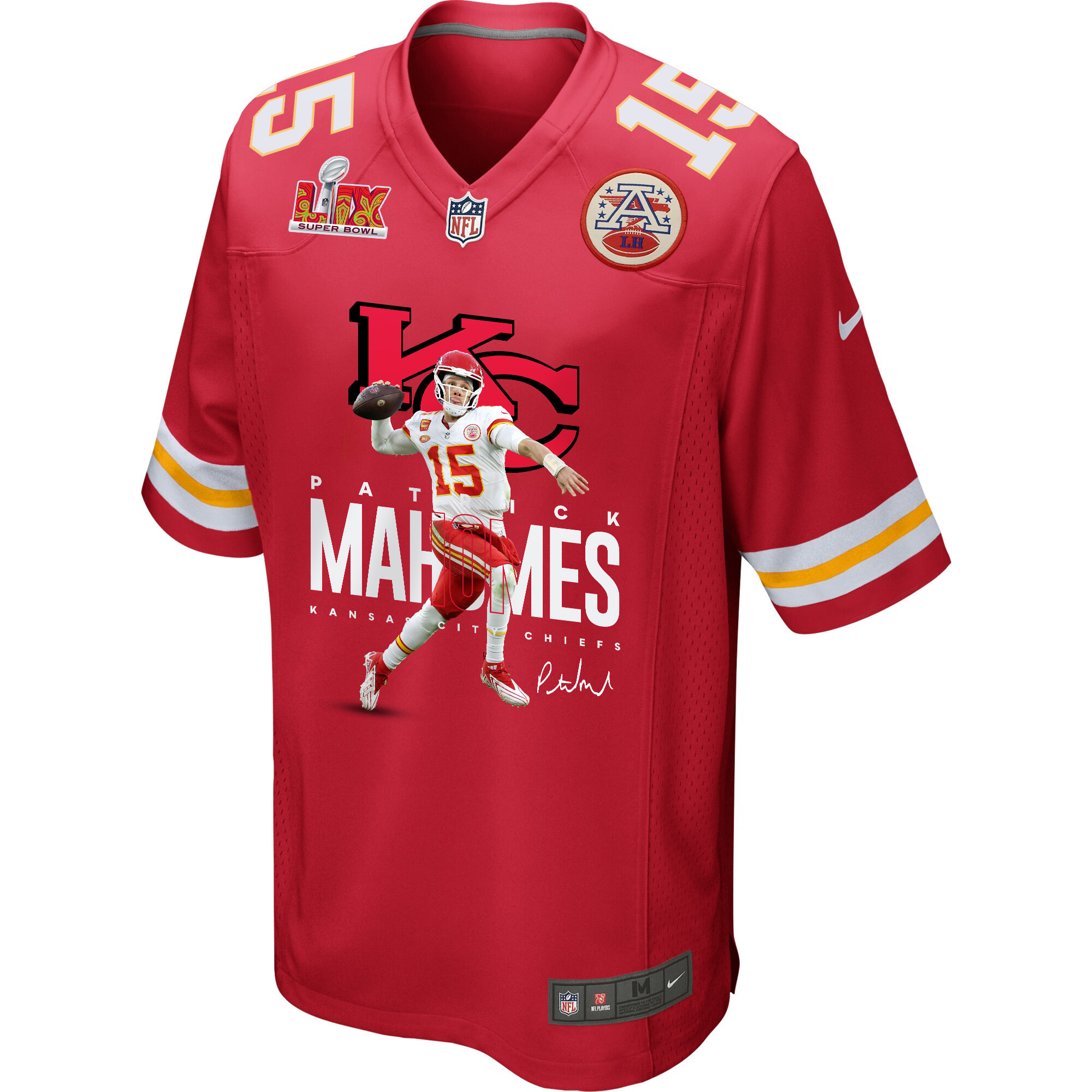 Patrick Mahomes 15 Kansas City Chiefs Magician Game Men Jersey – Red - Image 2