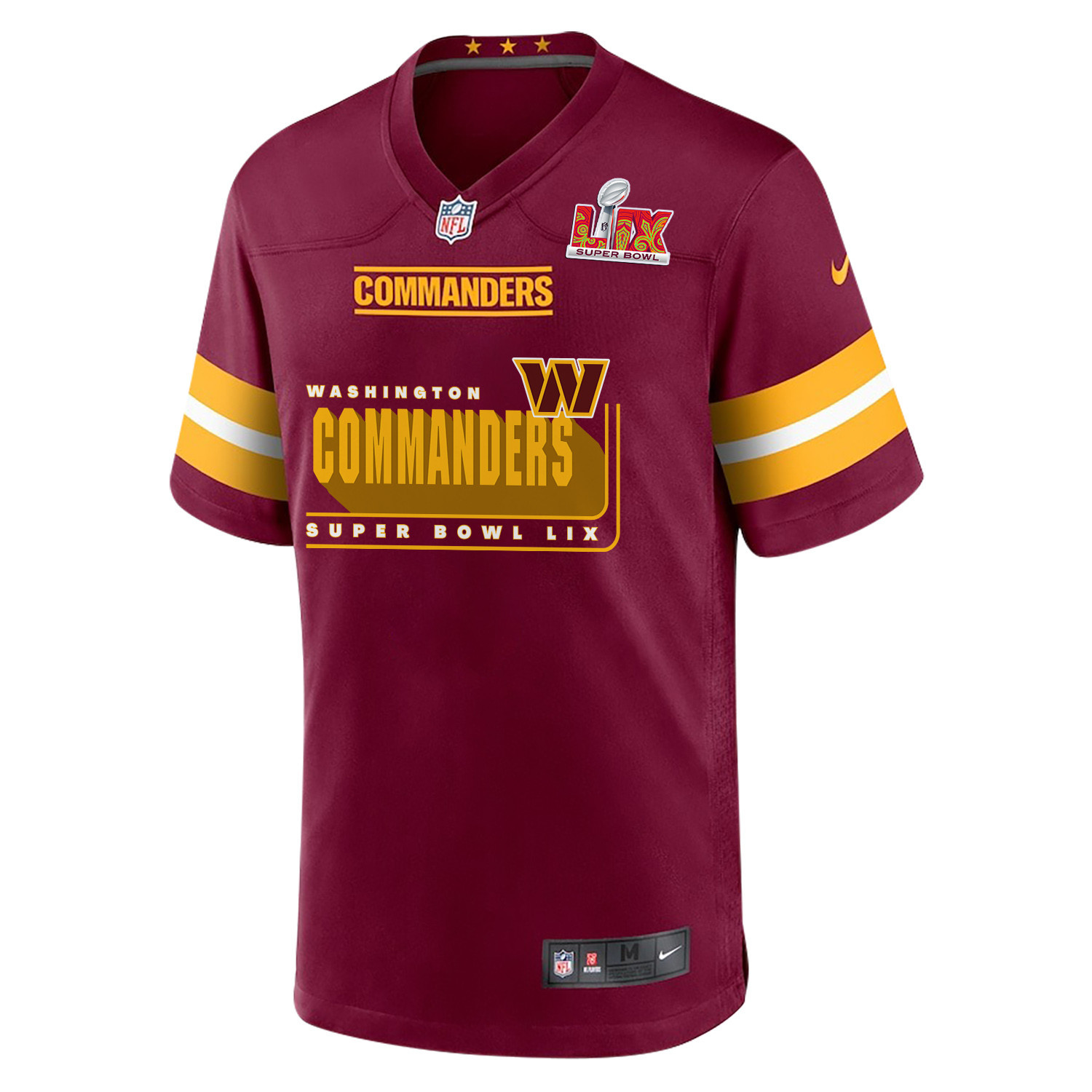 Washington Commanders Super Bowl LIX Champions Big Commanders Game Men Custom Jersey – Burgundy - Image 2