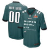 Philadelphia Eagles Super Bowl LIX Champions V3 Game Men Custom Jersey – Midnight Green