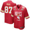 Travis Kelce 87 Kansas City Chiefs New Heights Knights Game Men Jersey – Red
